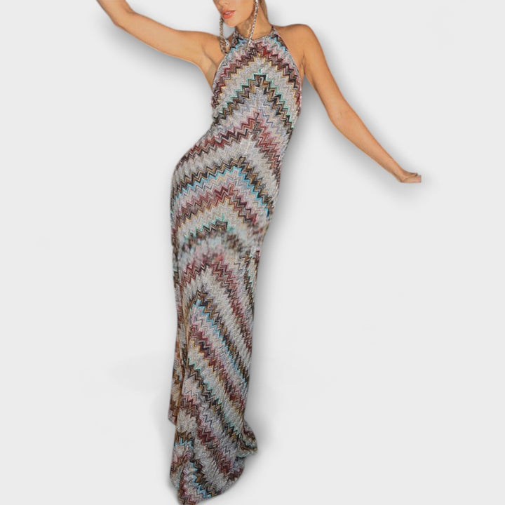 Reese - Jodie Knit Dress with Colorful Herringbone Pattern