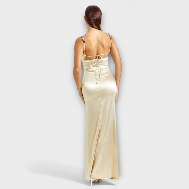 Eira - Embellished Satin Dress with Back Lacing