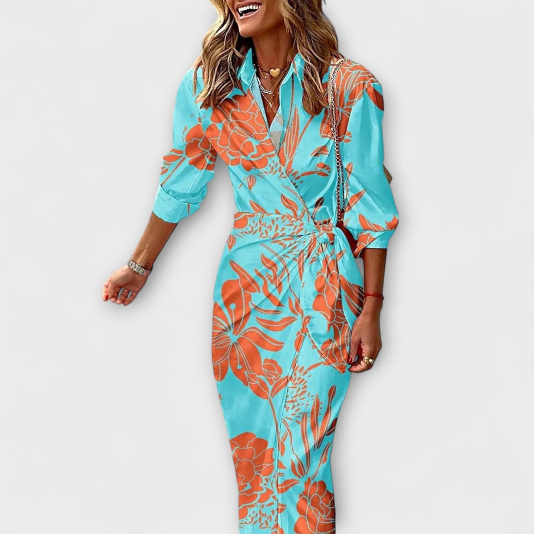 Clarissa - Striped Midi Shirt Dress