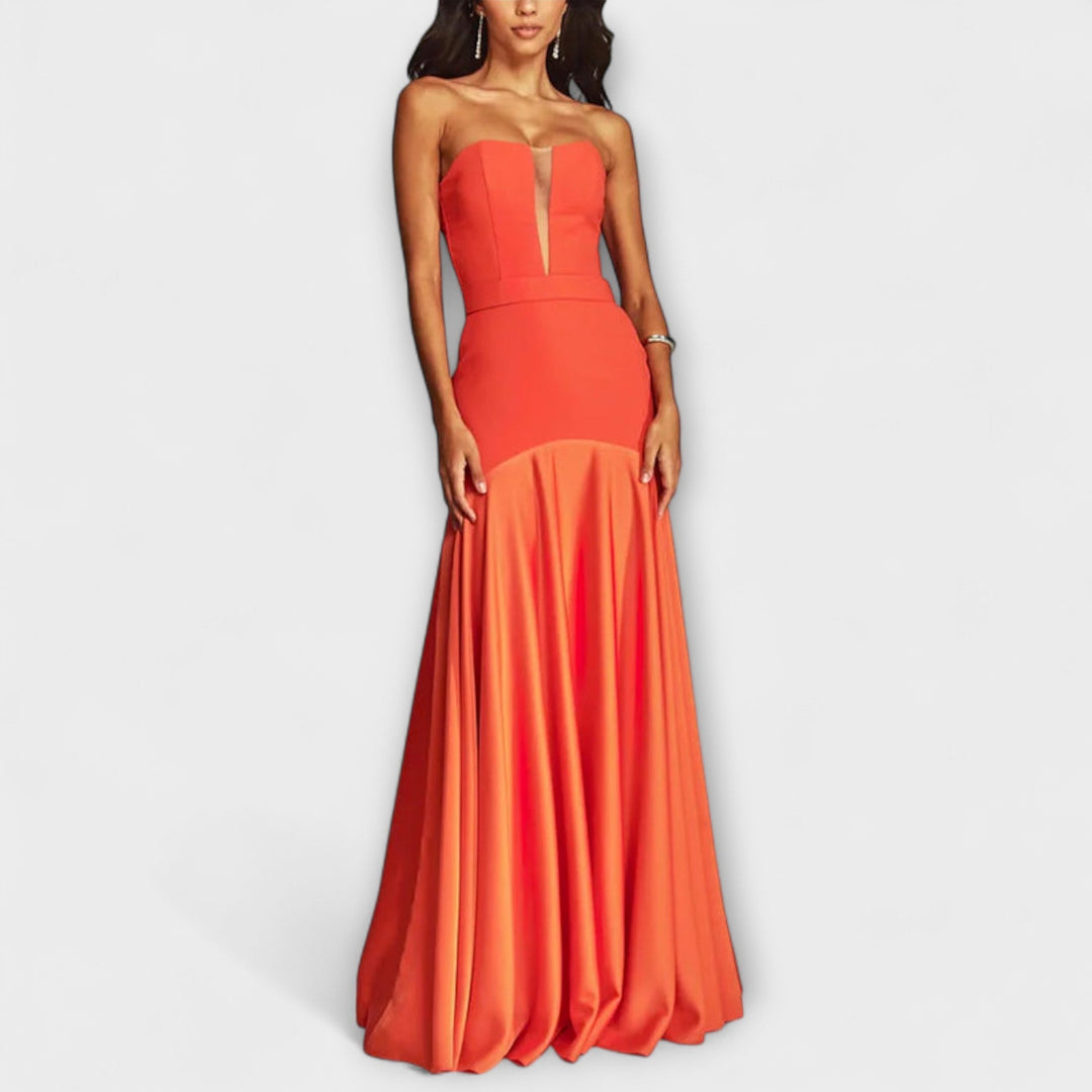 Vada - Off-Shoulder Maxi Dress with V-Neck